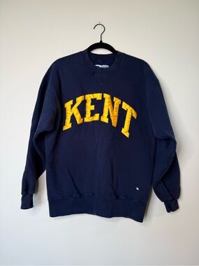 Kent Navy Crewneck Sweatshirt with Yellow Lettering - Vintage Sweatshirt